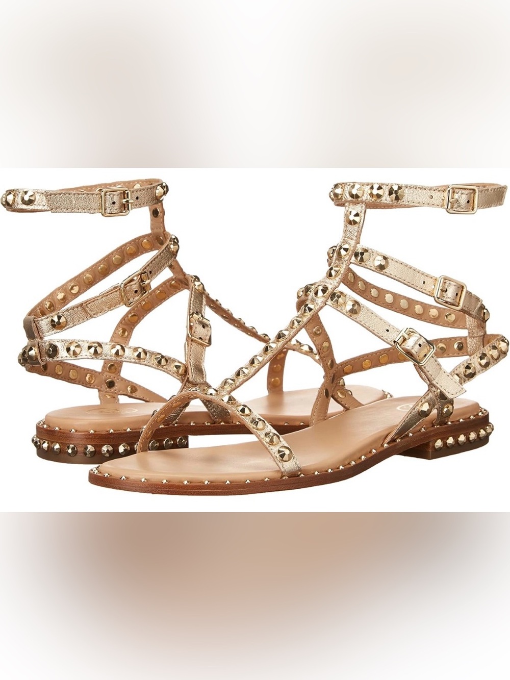 Ash Play Metallic Leather Gladiator flat sandal